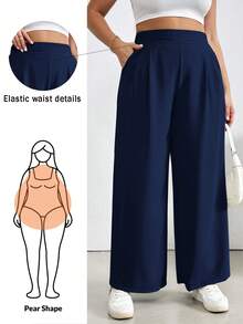 Shapeblank Plus Size Women Mint Green High Waist Pencil Pants Fall - Navy Blue - View 1