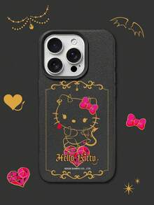 HELLO KITTY AND FRIENDS | SHEIN Hello Kitty 全角色與反派彩色貼紙拼貼印花皮革手機殼 防震防摔 全包覆保護殼 適用 iPhone 17 Pro Max 16 15 14 13 12 Pro Max Plus Y2K 復古美學 可愛甜美 Ins 風高顏值手機殼 - 彩色 - 查看 2