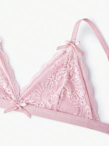 Bisouelle 3pcs Set Solid Color Lace Bralette & Bikini Panty Lingerie Set (No Wire Bra, Triangle Panty)For Summerfor Summer - Multicolor - View 25
