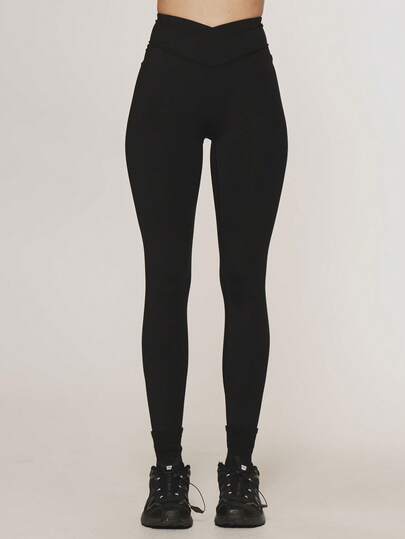 Musera Petite Petite Crossover Dipped Waist Fitted Contour Active-Wear Leggings Padel Tennis Pickleball Gym Fitness Yoga Pilates Daily Casual