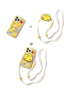 TOM & JERRY X SHEIN 卡通黃色邊框手機殼附手機背夾，防護防摔 iPhone11-17 系列手機殼 - 彩色 - 查看 4