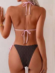 Swim Mod Women's Tropical Polka Dot Print Bikini Two Pieces Bikini Set Set, Casual Holiday - Multicolor - View 2