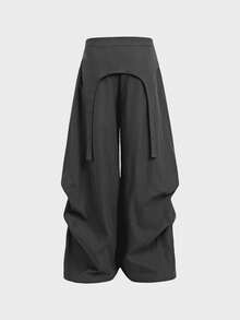 AXEPEAK Men's Fashionable Design Wide Leg Pants - Grey - View 8