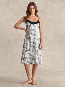 EverLounge Women's Floral Print Elegant Lace Camisole Nightgown - Multicolor - View 4