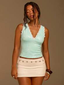 Athîral Women's Elegant Cute Lace Sequin Top, Summer , Music Festival Vacation , Party Top, Beach Vacation , Holiday Mint Green - Mint Green - View 5