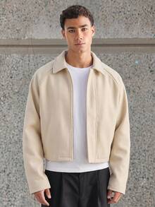 ESTAVOR Men's Boxy Casual Turndown Collar Long Sleeve Jacket, Suitable For Autumn/Winter - Khaki - View 4