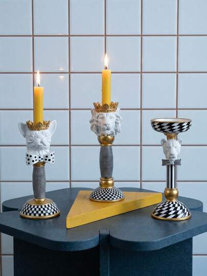 Joivida 1pc European Style Abstract Animal Candlestick, Striped Long Pole Candle Holder, Home Table Decor, Perfect Gift For Wedding, Hotel & Room Decoration