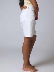 Musera Petite Relaxed Fit Denim Jorts Basics Autumn Fall Cute Streetwear Going Out Casual Core Denim Spring Summer - White - View 4