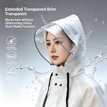 SHEIN 时尚雨衣加厚防水雨衣女士雨衣户外防水雨衣旅游徒步旅行雨披雨衣连帽雨衣 - 白色 - 查看 4