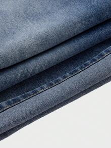 SWAVVY Celana Jeans Denim Kasual Pria Model Lebar dengan Desain Gesper Pesawat dan Saku - Biru - View 7