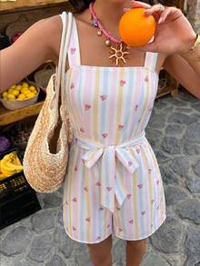 Flora Isola Flora Isola Women's Spring/Summer Short Positioned Vacation Print Jumpsuit - Multicolor - View 3
