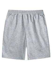 Manfinity Homme Men's Woven Contrast Drawstring Waist Shorts, Elastic Waist 2 Pieces Set - Multicolor - View 3