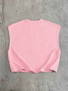 AXEPEAK Men's Metal Letter Patchwork Deep V-Neck Casual Tank Top - Pink - View 7