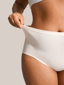Barelissa Plus Size Women Solid Color Ribbed Casual Panties Single Pack - Apricot - View 1