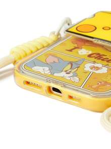 TOM & JERRY X SHEIN 卡通黃色邊框手機殼附手機背夾，防護防摔 iPhone11-17 系列手機殼 - 彩色 - 查看 13