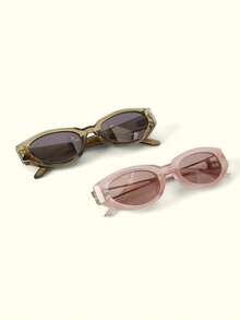 Popjeli Sweet And Cool Cat-Eye Glasses, Metal Temple Design, Versatile Commuting - Multicolor - View 2