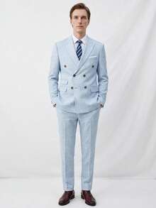 Manfinity CityGents Men's Plain & Simple Daily Suit Set, Formal, Ceremony - Baby Blue - View 2
