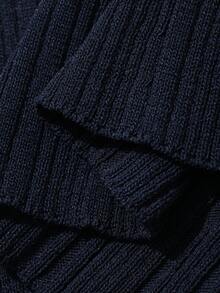 Dazy Plus Gaun Sweater Ukuran Plus Elegan dengan Kerah Kontras Warna, Kantong Palsu, Bodycon Minimalis, Seksi, Menyenangkan, Cocok untuk Perjalanan Musim Semi, Musim Panas, dan Musim Gugur. - Royal Blue - View 6