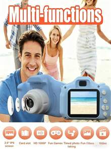 Teckwe 1080P High-Definition Digital Camera, 2-Inch IPS Display, Frame Recording Function, Cute And Portable, Ideal Gift For New Year, Birthday Or Festival Photography; Does Not Include Memory Card And USB Charging Cable, With A Built-In 400mAh Battery. - View 4