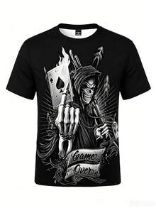 Manfinity Roughcore Men's Casual Skull Graphic Round Neck Short Sleeve T-Shirt, Versatile - Multicolor - View 4