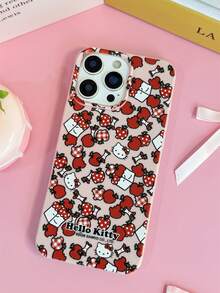 HELLO KITTY AND FRIENDS | SHEIN Hello Kitty 全角色與反派彩色貼紙拼貼印花粉色邊框皮革紋理手機殼 防震防摔全包覆保護殼 適用 iPhone 17 Pro Max 16 15 14 13 12 Pro Max Plus Y2K 復古美學可愛少女風 Ins 高顏值手機殼 - 彩色 - 查看 6