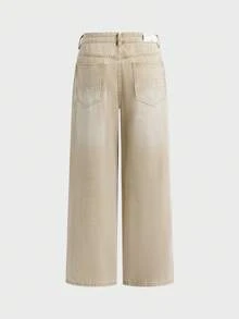 SWAVVY Men's Casual Washed Straight Leg Jeans - Khaki - View 8