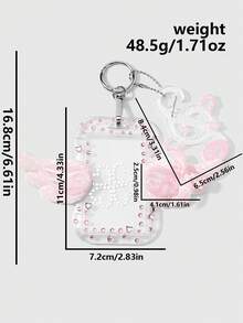 ROMWE Kawaii 1 Second-Dimensional Sweet And Cute Pink Acrylic Polka Dot Note Colorful Wing Bow'Send Love Rhinestone Sticker 1 'Card Cover DIY Keychain Bag Pendant - Pink-202 - View 3