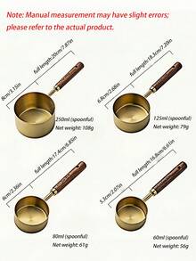 4/8pcs Measuring Cup And Spoon, Stainless Steel Measuring Cup And Measuring Spoon Set, Acacia Wooden Handle Stainless Steel Measuring Cup For Dry Goods And Liquid Ingredients, Baking Tools DIY, Seasoning Spoon Take Powder Spoon Coffee Spoon - Multicolor - View 3