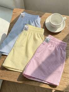 Comfortcana 3件組舒適女款短款休閒短褲，梭織面料，適合日常穿著，迷彩印花短褲套裝 - 彩色 - 查看 4