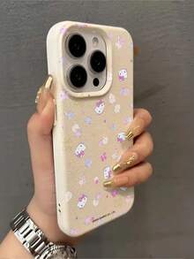 HELLO KITTY AND FRIENDS | SHEIN Hello Kitty 全角色與反派彩色貼紙拼貼印花皮革手機殼 防震防摔 全包覆保護殼 適用 iPhone 17 Pro Max 16 15 14 13 12 Pro Max Plus Y2K 復古美學 可愛少女風 Ins 高顏值手機殼 - 彩色 - 查看 3