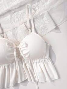 PetitDoll 2pcs White Minimalist Comfortable Elegant Women's Lingerie Set - White - View 3