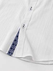 Manfinity Bizformal Men's Business Casual Light Color Patchwork Short Sleeve Shirt - White - View 3