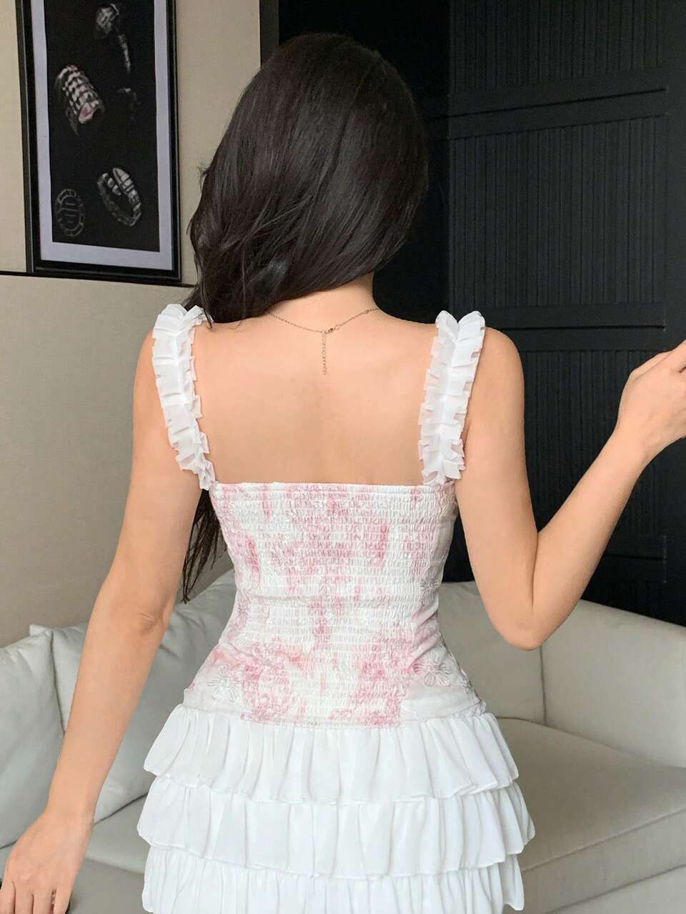 Summer French Sweet Open Shoulder Floral Embroidery Lace Trim Top Women Minimalist Sexy Elegant Slimming Waist-Cinching Tank Top Y2K Graphic Tees
