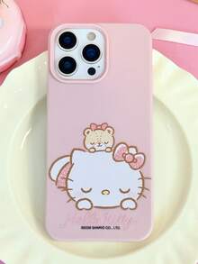 HELLO KITTY AND FRIENDS | SHEIN HelloKitty 全角色與反派彩色貼紙拼貼印花 粉色邊框皮革紋理手機殼 防震防摔 全包覆保護殼 適用 iPhone 17 Pro Max 16 15 14 13 12 Pro Max Plus Y2K 復古美學 可愛少女風 Ins 高顏值手機殼 - 彩色 - 查看 7