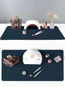 Waterproof And Durable Nail Art Table Mat, Made Of Waterproof And Soft PU Leather, Designed For Studio Tabletops And Foldable Nail Art Armrests. Ideal For Nail Artists In Salons And For Home Use. - Light blue - View 5