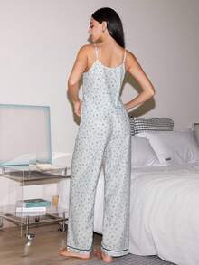 Lowkey Lull 条纹星形印花吊带背心和裤子女士睡衣套装 - 彩色 - 查看 3
