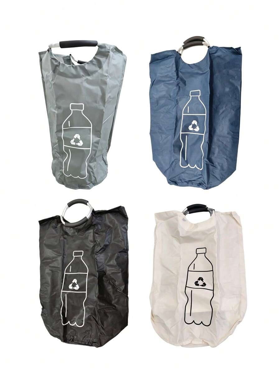 Large Capacity Foldable Recycling Bin - Cylindrical Opening Design, Multi-Purpose Storage Basket Suitable For Plastic Bottles, Space Saving, Foldable Organizing Box, Durable And Easy To Clean, No Need For Power, Household Recycling Bin - Multicolor - View 1