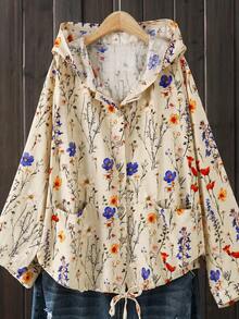 Rusticease Plus Size Autumn/ Casual Floral Print Hooded Jacket Dinner Fall - Multicolor - View 8