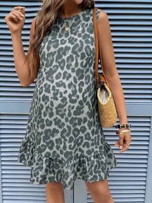 SHEIN 孕婦豹紋休閒日常外出洋裝 - 灰色 - 查看 6