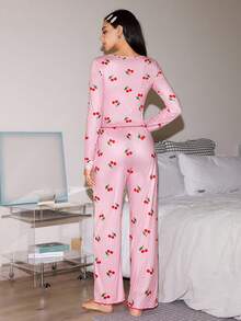 Lowkey Lull Conjunto de mujer con estampado de rayas lindo - Multicolor - Ver 3