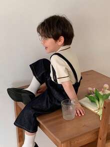 DAZY Infant (Boy) Washed Korean Style Denim Overalls Toddler Fall - Blue - View 2