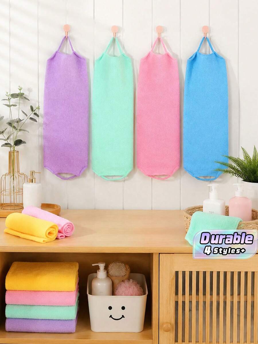 2Pcs African Net Exfoliating Towel Set – Double-Sided Long Bath Scrubber With Strap, Gentle Or Coarse Body Scrub For Shower, Nylon Loofah For Smooth Skin - multicolor - View 1