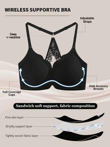 Barelissa 1 buah Bra Tanpa Jahitan Wanita Bahan Jelly Lembut, Penyangga, Mengangkat dan Memperindah Belahan Dada - Hitam - View 6