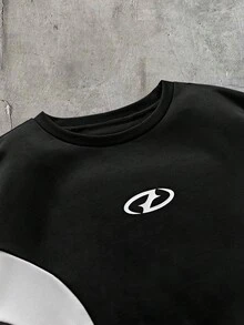 AXEPEAK 男士圓領長袖寬鬆套頭運動衫 - 黑色 - 查看 4