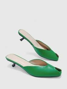 CUCCOO BIZCHIC Sepatu Stiletto Ujung Terbuka untuk Wanita, Sepatu Musim Semi untuk Perjalanan Sehari-hari - Hijau - View 10