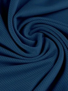 Manfinity Dauomo Setelan Kasual Pria: Kemeja Polo Lengan Pendek Warna Polos dan Celana Pendek - Navy Blue - View 5