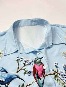 Franclia Women's Floral Print Button Front Long Sleeve Casual Shirt - Multicolor - View 4