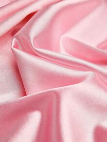 Sweetra Plus Size Women's French Gentle Style Pink Satin 3D Floral Spaghetti Strap Maxi Dress, Elegant Waist-Cinching Fitted Strapless Evening Gown For Date And Dinner, Sexy Elegant Sleeveless Summer Dress - Pink - View 5