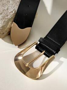 Opalesca Metal Buckle Elastic Belt Summer, School Fall, Autumn, Halloween - Black - View 2