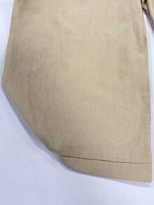 SHEIN Holidaya 新款淺色水洗亞麻POLO落肩七分燈籠褲兩件套，休閒度假風，適合假期、日常通勤與旅行 - 杏色 - 查看 5